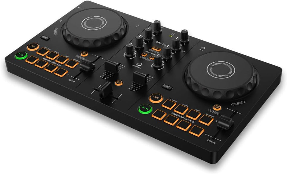 AlphaTheta Pioneer DDJ-FLX2 Compact 2-Channel DJ Controller, Smart Fader, USB-C | Start DJing faster with an included DJ course, streaming support, and beginner-friendly mixing features