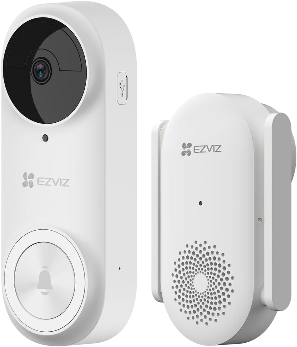 Camera EZVIZ DB2 2K Wireless Video Doorbell Outdoor with Wi-Fi Chime, 2K Video, AI Human PIR Detection, 4-Month Battery Life, 2-Way Talk, 5M Night Vision, Voice Changer, Alexa, SD Card/Cloud