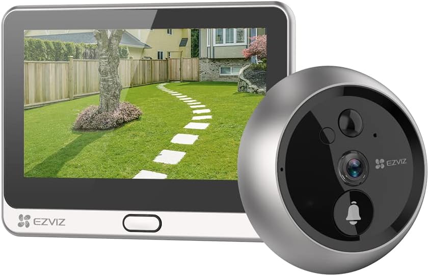 Camera EZVIZ DP2C 1080P Video Door Viewer Peephole with 4.3" Colour Screen Display, Built in Chime, Rechargable Battery, APP Viewing, Two-Way Talk, PIR Motion, Cloud/SD