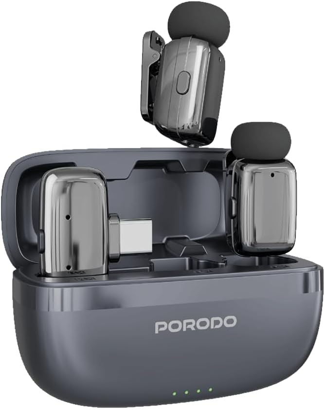Porodo Wireless Lavalier Microphones Type-C - Black