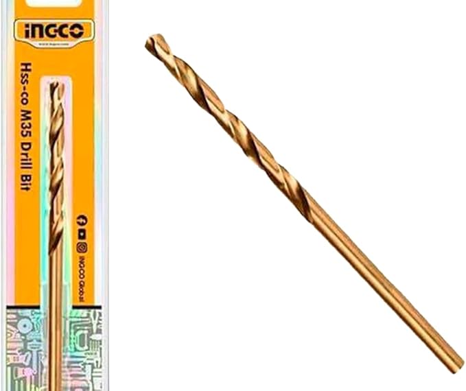Ingco 4mm HSS-Cobalt M35 Drill Bit (DBT01130401) Premium Industrial Grade High-Speed Steel Metal Drill Bit for Drilling Stainless Steel, Cast Iron & Hard Alloys