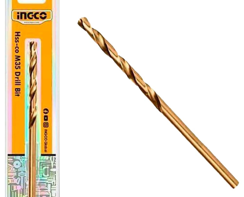 Ingco 8.0mm HSS-Co M35 Twist Drill Bit | Cobalt High-Speed Steel Jobber Drill for Stainless Steel and Hard Metals (DBT01130801)