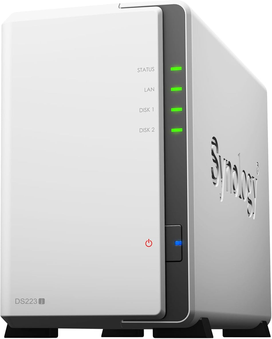 Synology DS223j 2-Bay Diskstation NAS (Realtek RTD1619B 4-Core 1.7 GHz 1GB DDR4 Ram 1xRJ-45 1GbE LAN-Port)