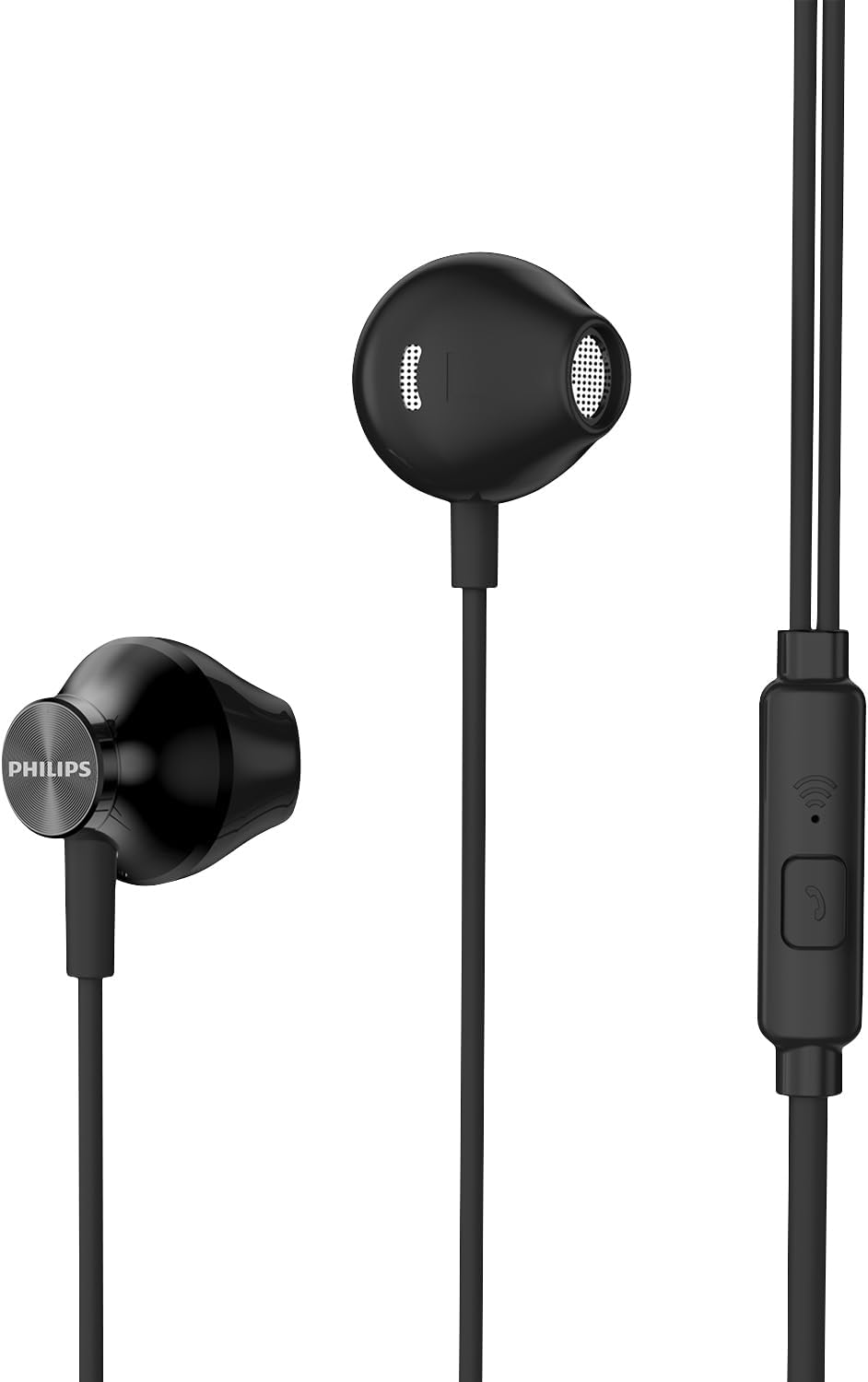 Philips TAUE101/00(BK/WH) In-Ear Wired Headphones with 3.5mm Jack, Integrated Microphone & Dynamic Bass - Black