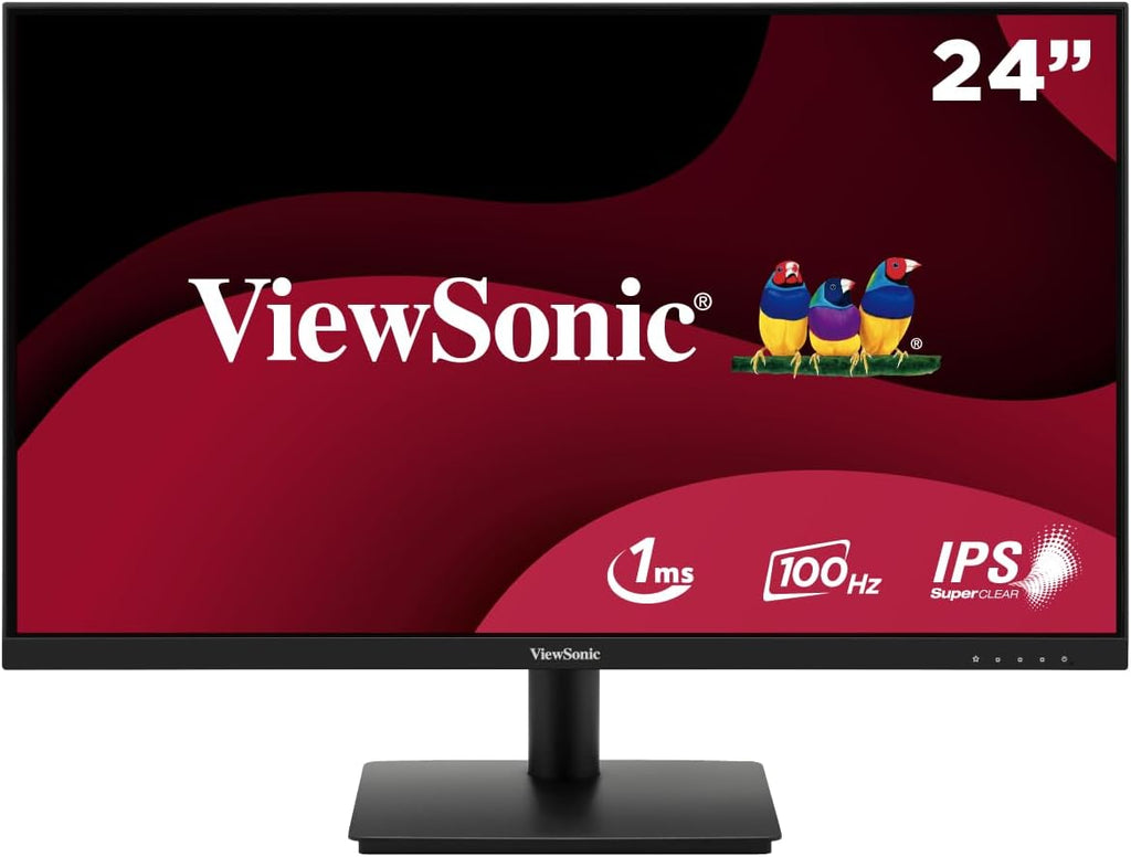 ViewSonic VA240-H Frameless 24 inch Monitor, Full HD 1080p, 100hz, 4ms, IPS, HDMI, VGA, LED Monitor for Home, Office, Workstation