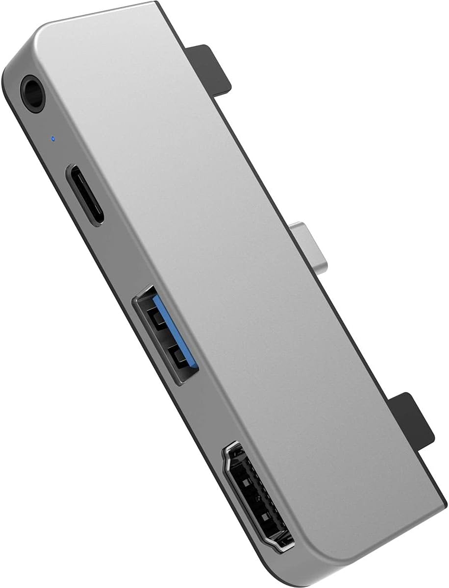 HyperDrive 4-in-1 USB-C Hub for iPad Pro and iPad Air | Compact Space Gray Form-Fitting Aluminum Docking Station with 4K HDMI Output 60W Power Delivery USB-A 3.0 and 3.5mm Audio Jack (HD319E-GRAY)