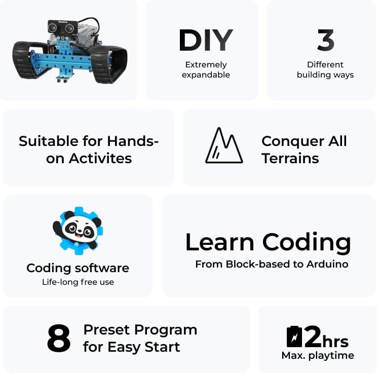 Makeblock mBot Ranger: 3-in-1 Robotics Kit for Building Robots from Scratch Learning with Coding Box, 16 Coding Projects STEM Science Kit, Robot Toys Gift for Kids Ages 10+ (90092)