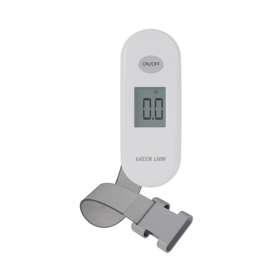 Green Lion  Digital Luggage Scale | High-Precision Portable Hanging Baggage Scale with Backlit LCD Display, Tare Function & Ergonomic Design - Silver Edition (GNDLUSCL50SL)