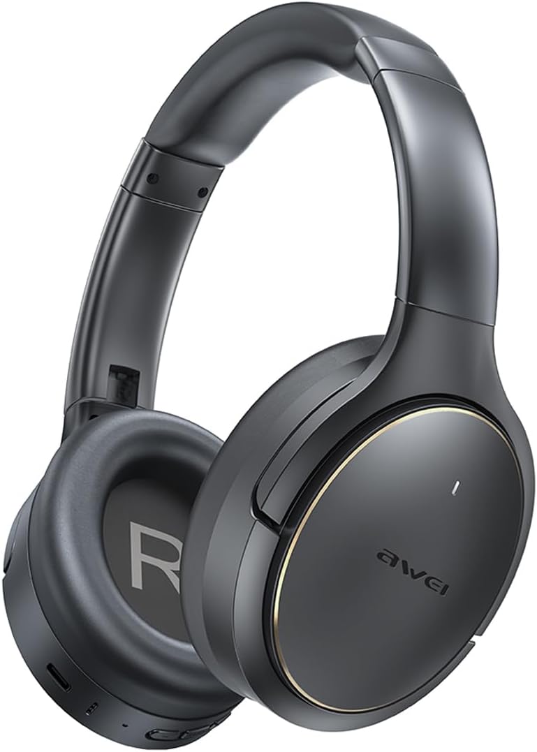 AWEI AT20 Over-Ear Bluetooth 6.0 Headphones - 5 Mic Hybrid ANC+ENC, HiFi 40mm Drivers, 65H Playtime, 800mAh Battery, APP Control - Wireless for Travel/Work/Gaming/Music/Calls, Deep Bass, Clear Sound
