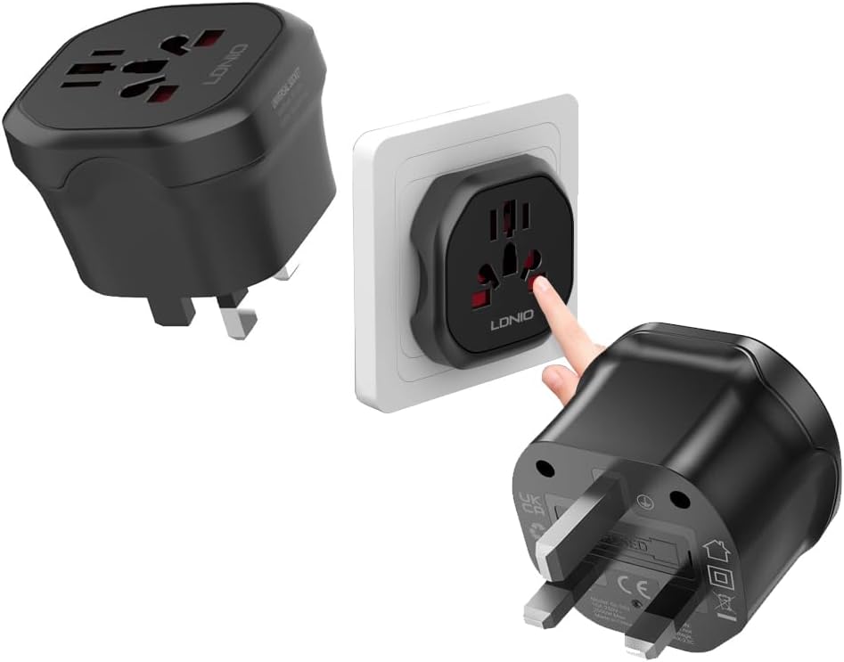 LDNIO Z7 Universal Travel Adapter | Power Strip Conversion Socket | Multi-Plug Power Converter | Compact Design - Black