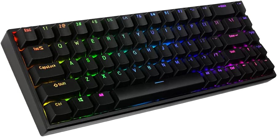 Prolink USB Mechanical Gaming Keyboard with RGB LED Light, 68-key Compact Design, hot-swappable Outemu switches