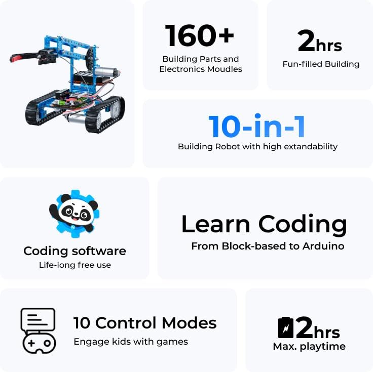 Makeblock mBot Ultimate 2.0 10-in-1 Robot Kit  for Students,  Robotics Kit App Remote Control Robot Toys Compatible with Arduino C & Raspberry Pi, STEM Educational DIY Robotics for Kids Ages 12-16 (90040)