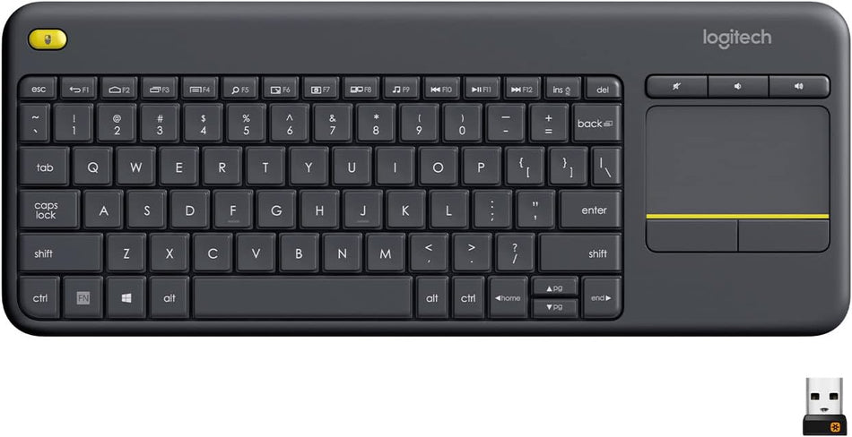 Logitech K400 Plus Wireless Touch TV Keyboard with Easy Media Control and Built-in Touchpad, HTPC Keyboard for PC-Connected TV, Windows, Android, ChromeOS, Laptop, Tablet - Black - 920-007145