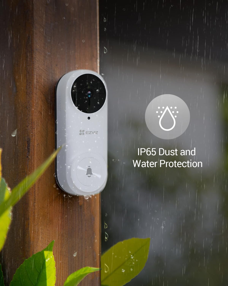Camera EZVIZ DB2 2K Wireless Video Doorbell Outdoor with Wi-Fi Chime, 2K Video, AI Human PIR Detection, 4-Month Battery Life, 2-Way Talk, 5M Night Vision, Voice Changer, Alexa, SD Card/Cloud