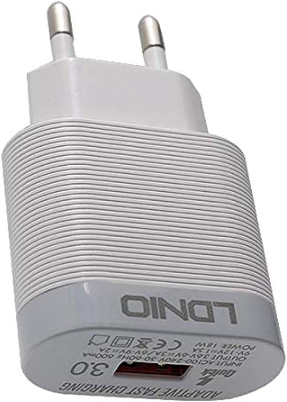 LDNIO A303Q 18W Fast Wall Charger with Micro USB Cable - White, EU Plug, QC3.0, 90% Energy Conversion, 50% Faster Charging, Compatible with Nokia, iPhone, Samsung Galaxy