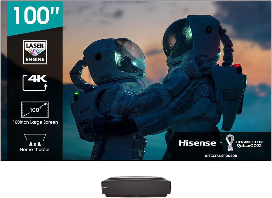 Hisense Laser Projector 100L5F-B12 (100") 4K Laser TV, UHD, HDR, Laser Technology, VIDAA U Smart TV, Triple Tuner DVB-C/S/S2/T/T2, Dolby Atmos, Alexa Built-in, Comes with Hardboard) [Energy Class B]