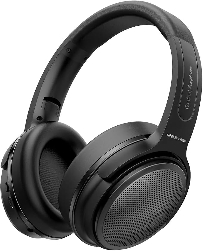 Green Lion Soundflex 2-in-1 Headphones and Speaker, Bluetooth Wireless, Twist-to-Speaker Mode, Built-in Mic, Soft Cushioning (Black)