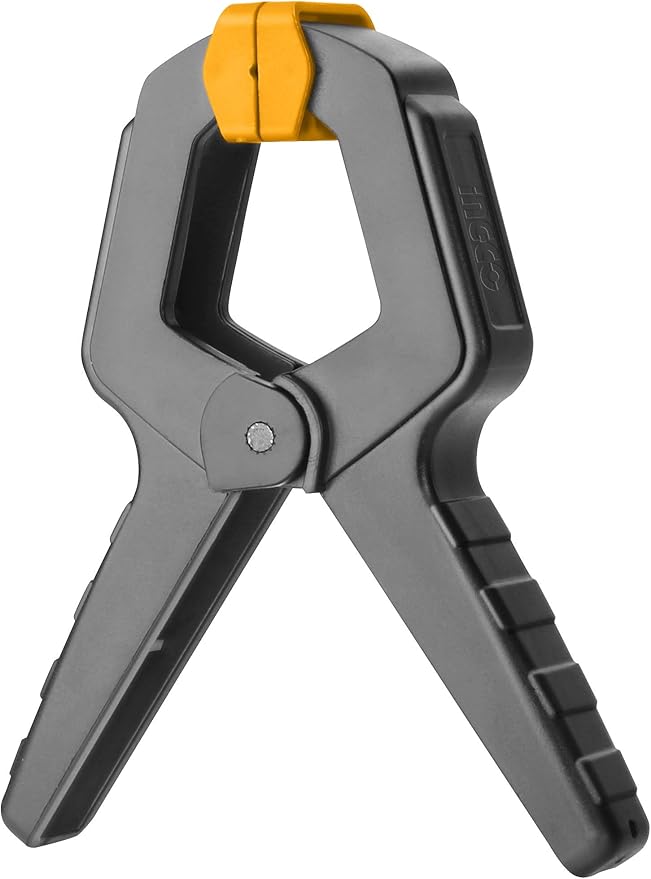 Ingco 4-Inch Heavy-Duty Spring Clamp | 100mm Reinforced Plastic Muslin Clamp with Non-Marring Pivoting Jaw Pads for Woodworking and Photography (HQSC0204)