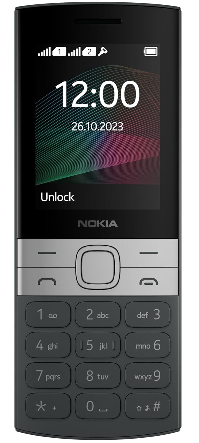 Nokia 150 Dual SIM Feature Phone | Long-Lasting Battery Tough Polycarbonate Body 2.4-Inch Display Rear Camera with Flash FM Radio and MicroSD Support - Charcoal Black Edition