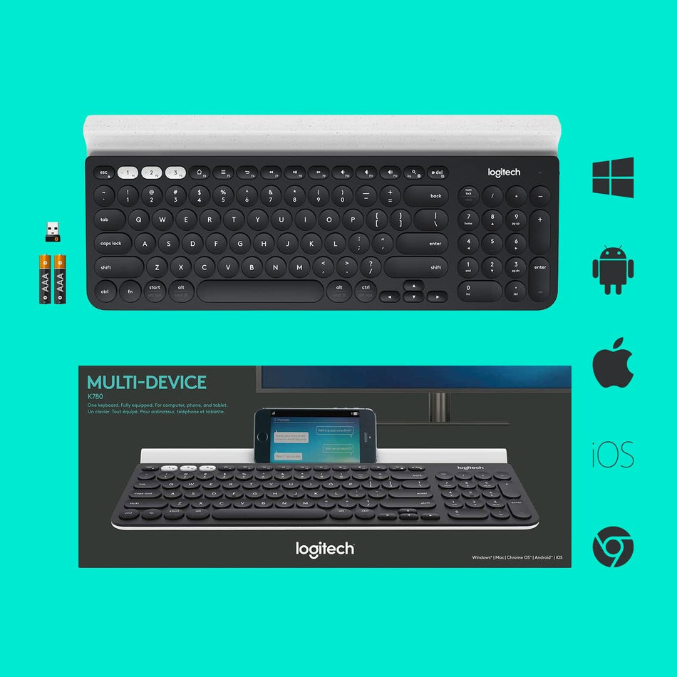 Logitech K780 US INT'L Multi-Device Wireless Keyboard - Dark Grey/Speckled White