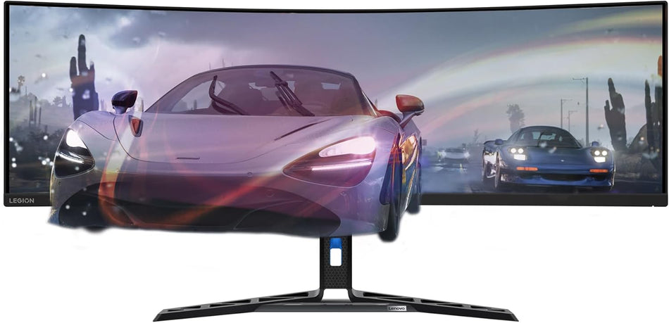 Lenovo Legion R45w-30 Gaming Monitor, 44.5” 32:9 Curved, DualQHD Resolution, 170Hz Refresh, 1ms MPRT, AMD FreeSync Premium Pro, HDR400, KVM, USB-C, RJ45, Lift/Tilt/Swivel Stand, 450 nits, Black - 3 Years Warranty