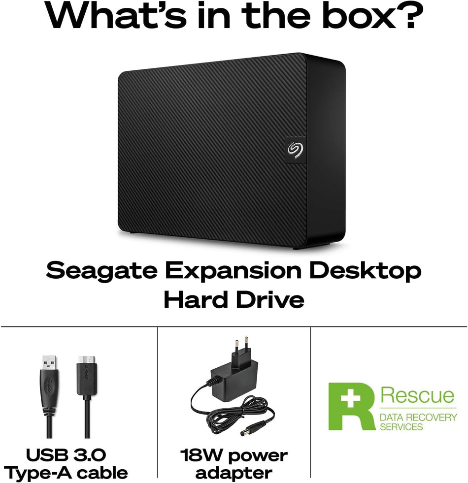 Seagate Expansion 8TB External Hard Drive HDD - USB 3.0, with Rescue Data Recovery Services