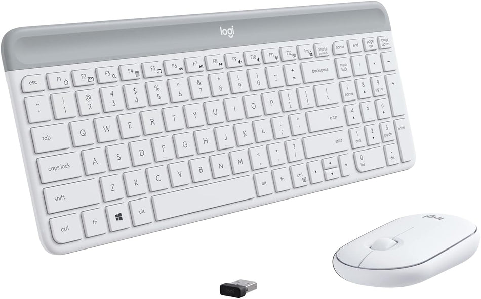 Combo Logitech MK470 Slim Wireless Keyboard and Mouse ,2.4 GHZ Receiver, Off White 1 Year Warranty