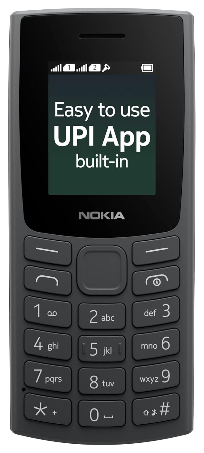 Nokia 105 Dual-SIM Feature Phone | Ultra-Resilient Polycarbonate Body 1.77-Inch Display Enhanced Clear-Voice Calling Extended Battery Storage and Wireless FM Radio - Charcoal Black