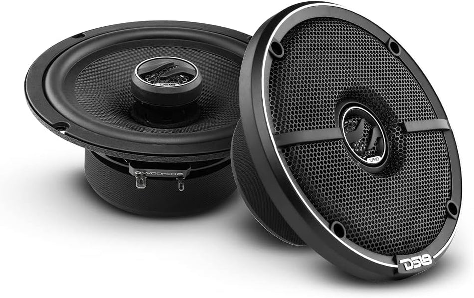 DS18 ZXI-654 Premium 6.5-Inch 2-Way Coaxial Car Speakers, 240 Watts Max, 80 Watts RMS, 4-Ohm Elite Series Loudspeakers with Kevlar Cone & Built-In Neodymium Tweeter (Pair)