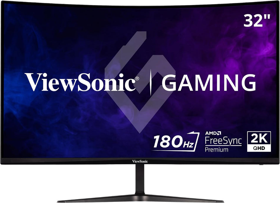 ViewSonic Omni VX3218C-2K 32" QHD 180Hz 1ms Curved Gaming Monitor (2560x1440, 1500R, FreeSync Premium, Eye Care, HDMI, DisplayPort, 3 Years Warranty) - Black