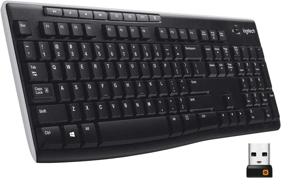 Logitech MK270 Wireless keyboard US INT'L -  for Windows, 2.4 GHz Wireless, Full-Size, Number Pad, 8 Multimedia Keys, 2-Year Battery Life, Compatible with PC, Laptop, Black