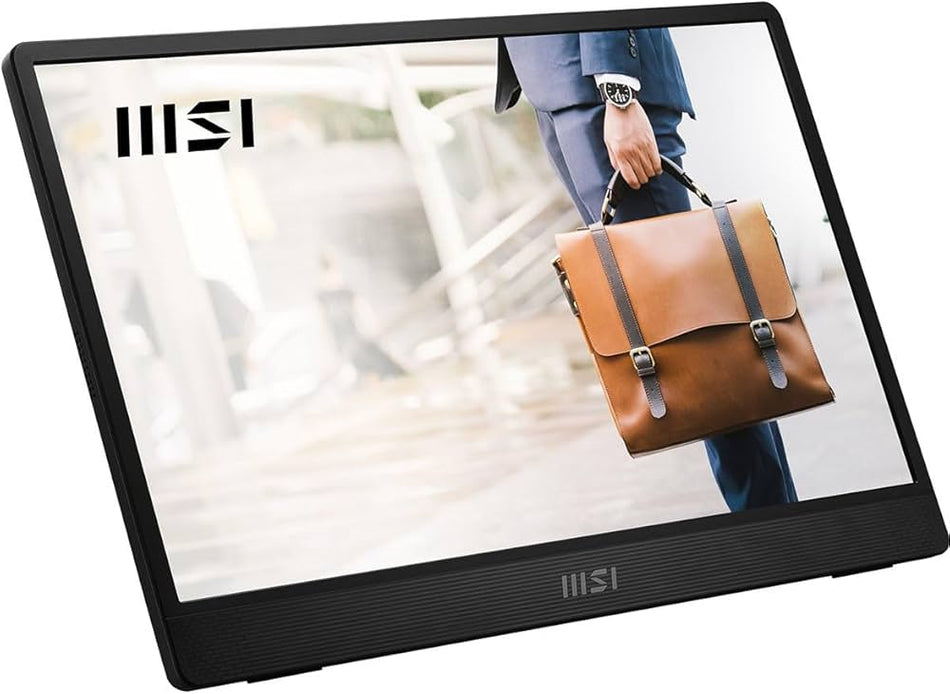 MSI PRO MP161 E2 15.6" FHD Portable IPS 60Hz 4ms(GtG) AdaptiveSync mini HDMI2.0b, 2x USB-C PD15W, Spk, ¼" Tripod Mount Support, Extended Kickstand Ultra-Slim Design
