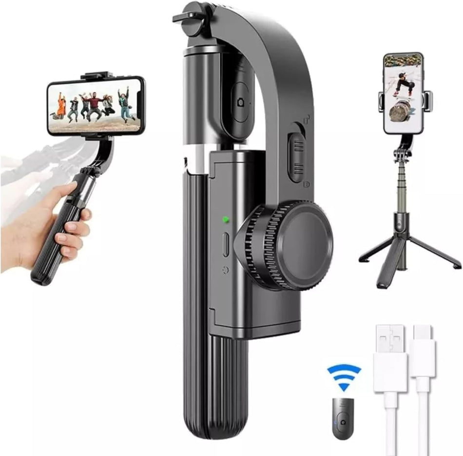 Gimbal Stabilizer L08 Selfie Stick Tripod | Anti-Shake Single-Axis Gimbal | 360° Rotation & Bluetooth Remote