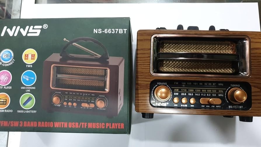 NNS NS-6637BT Wooden Retro Radio FM/Sw Portable Bluetooth Speaker