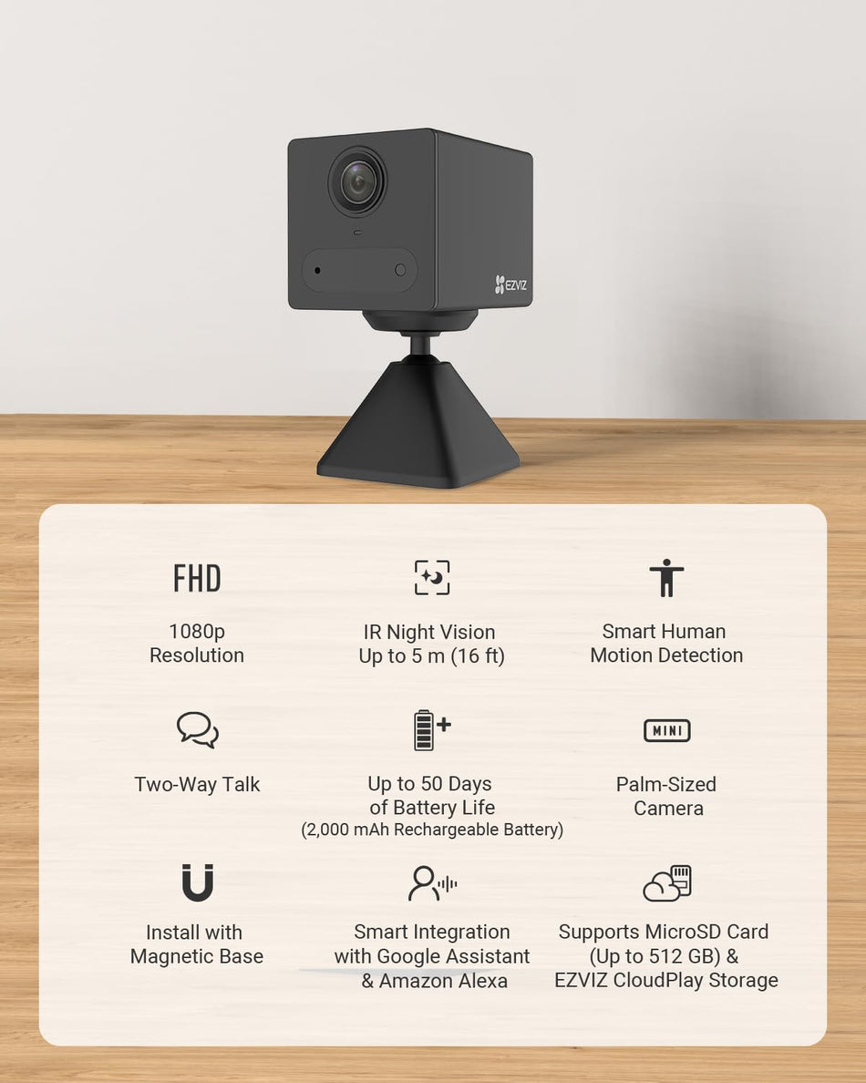 EZVIZ CS-CB2 2.8mm, 1080p Full HD, Smart Alerts, 2MP, Black