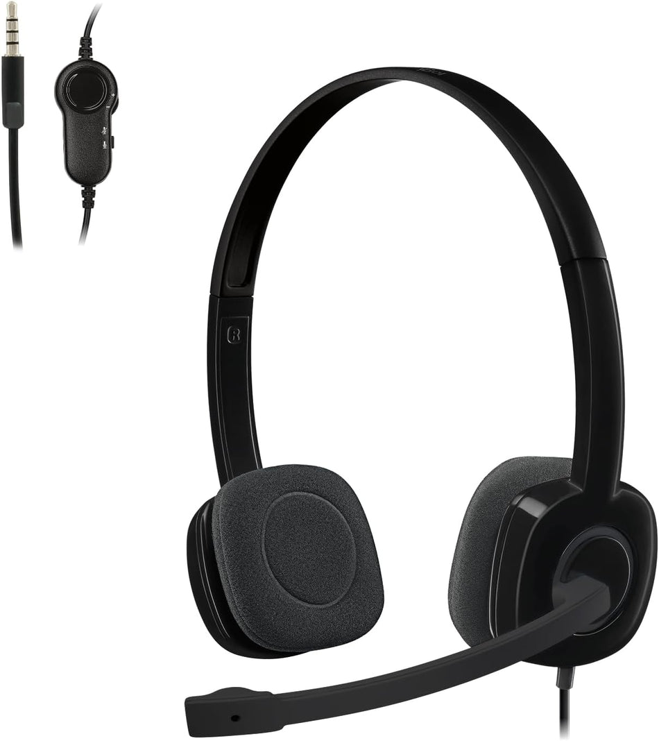 Logitech H151 Stereo Headset Black (Light weight and adjustable headset)