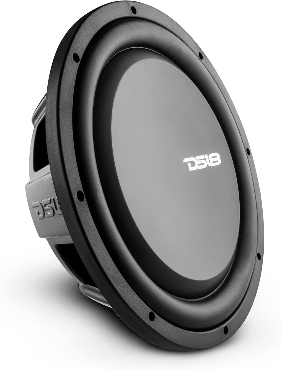 DS18 PSW12.4D Shallow-Mount 12-Inch Dual 4-Ohm Subwoofer, Water Resistant, 1200 Watts Max, 600 Watts RMS, High-Output Car and Truck Audio Bass Loudspeaker (Single)