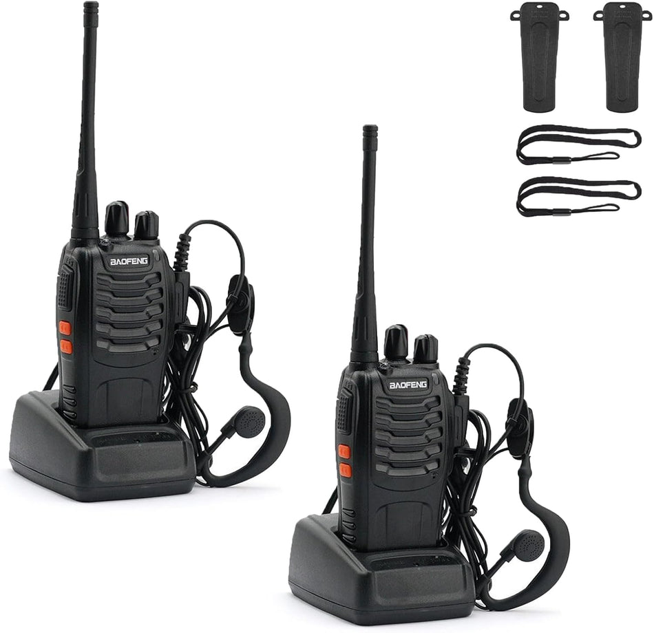 Baofeng Walkie Talkie Long Range Two-Way Radio | Professional UHF Handheld Transceiver with Intelligent Voice Prompts Built-in LED Torch and Rechargeable Battery  (BF-888s)