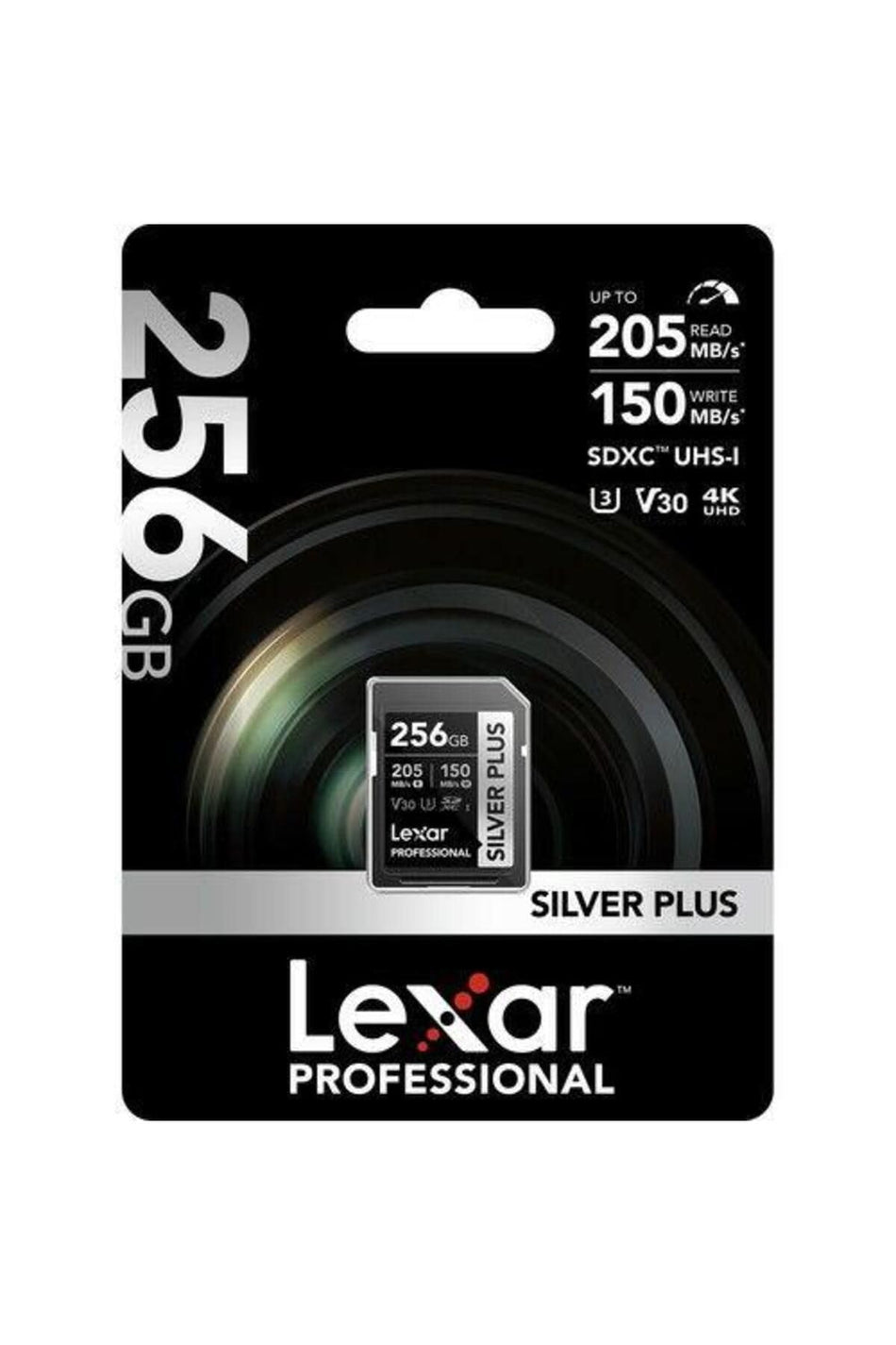 Lexar® Professional 256GB SILVER PLUS SDXC™ UHS-I Card v30 205MB/s read, 150MB/s write, 2 Years Warranty
