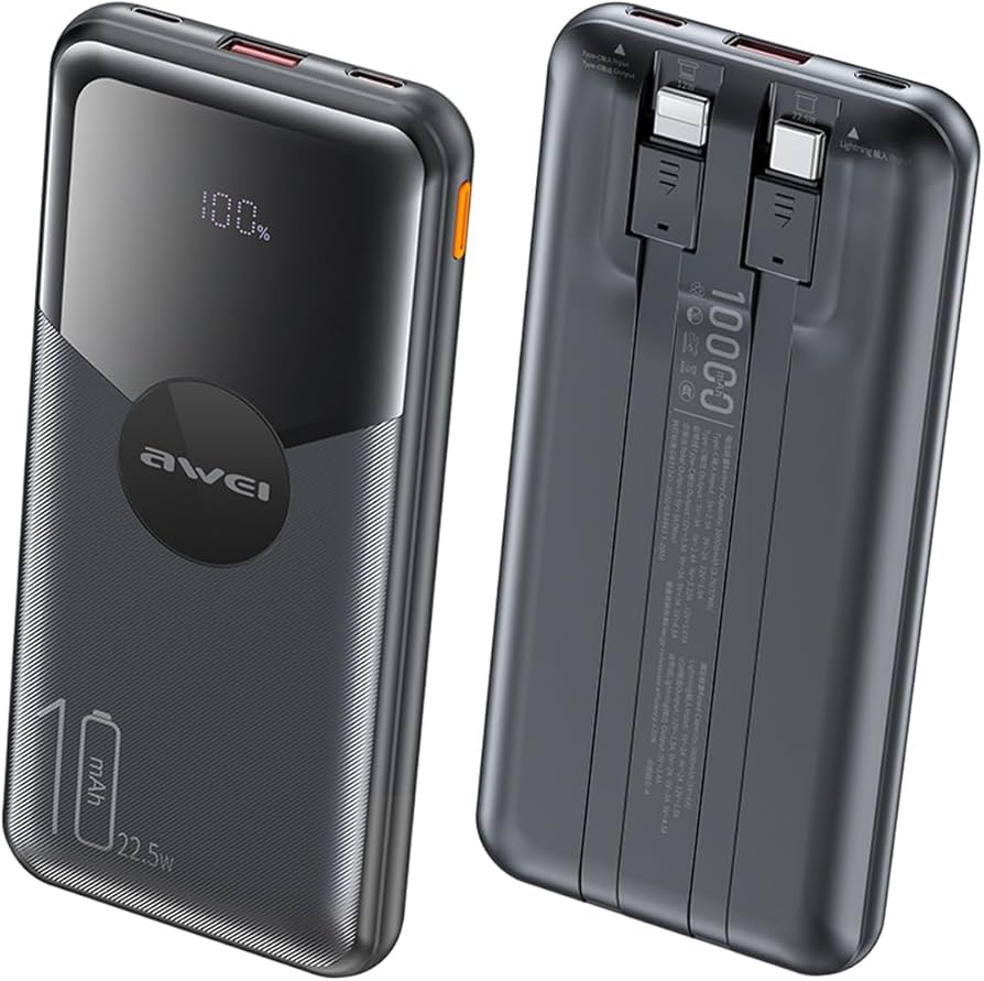 AWEI P32K Portable 10000mAh Power Bank Digital Display