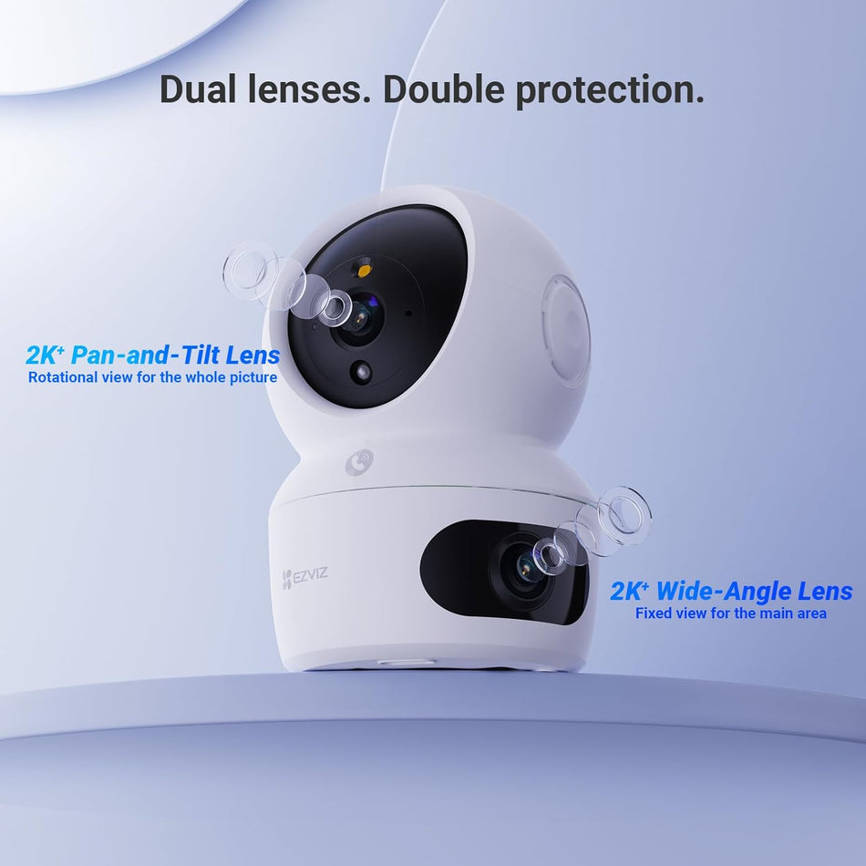 Ezviz H7C Dual-Lens Pan & Tilt Wi-Fi Camera | Dual 2K Lens Resolution | Panic 2 Way Call Button | AI Human Detection | Panoramic View |Color Night Vision| MicroSD Card Support Up to 512GB