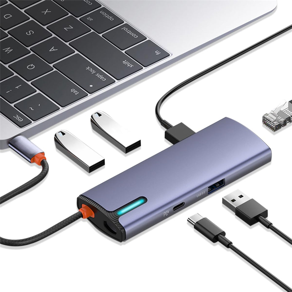 LDNIO DS-16U | 6-in-1 Type-C Multi-Function Docking Station (17cm) | 100W PD + Gigabit Ethernet + 3x USB 3.0 + USB 2.0