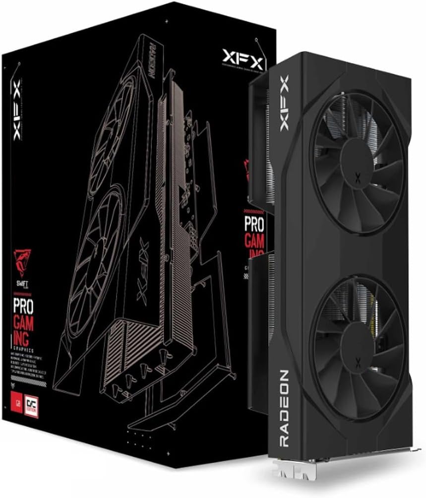XFX Swift AMD Radeon RX 9060 XT OC Gaming Edition 16GB GDDR6 (Triple Fan, Overclocked ATX Graphics Card, RX-96TSW16BQ)