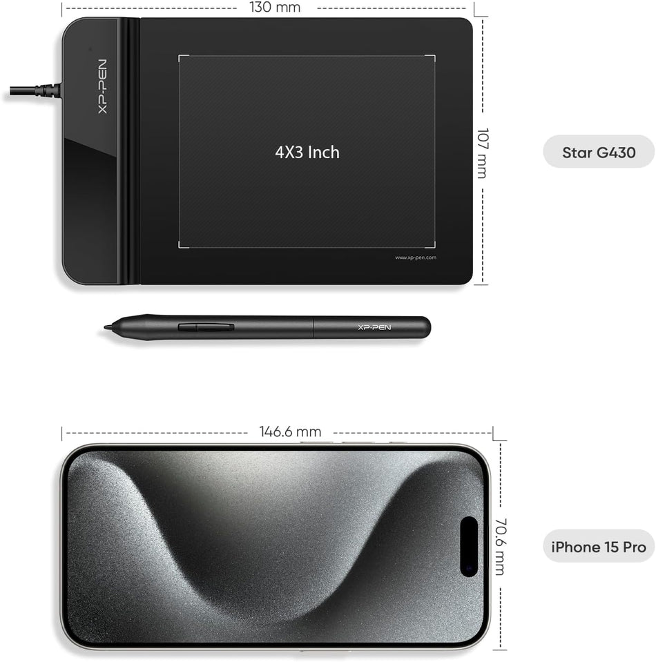 XP Pen G430S OSU, Graphic Drawing Tablet with 8192 Levels Pressure Battery-Free Stylus, 4 x 3 inch Ultrathin