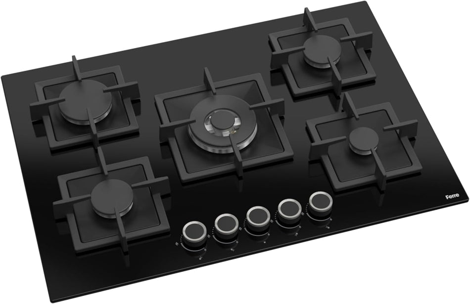 FERRE 60cm Built-In Gas Hob | 4 Pool-Type Burners with Stainless Steel Finish, Side Control Knobs, and Integrated Auto-Ignition (SC305)