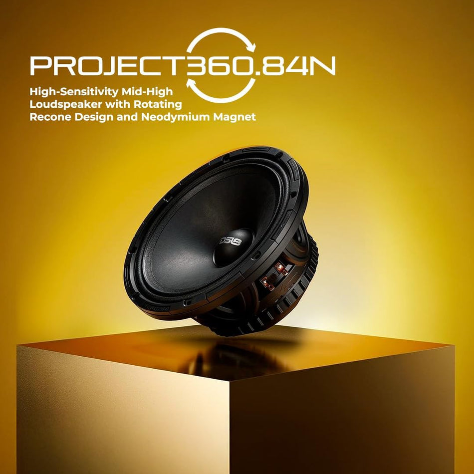 DS18 PROJECT360.84N 8" 350W RMS / 700W MAX Neodymium High Sensitivity Mid-High Loudspeaker with Rotating Recone Design - PROJECT360.84N