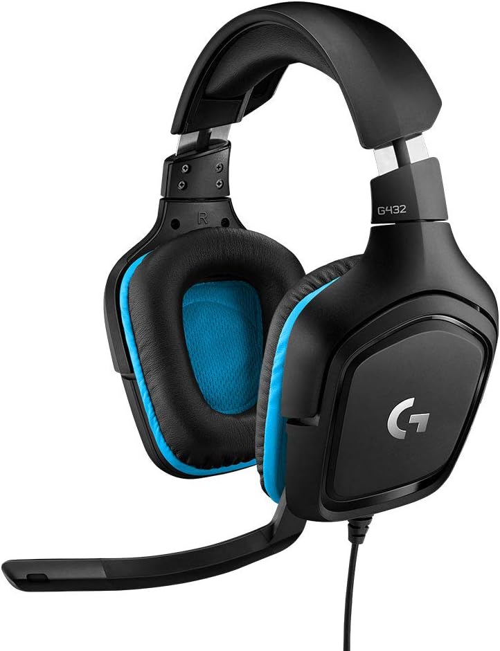 Headset Logitech G432 7.1 DTS Multi-Platform Black & Blue Wired Gaming (1 Year Warranty)