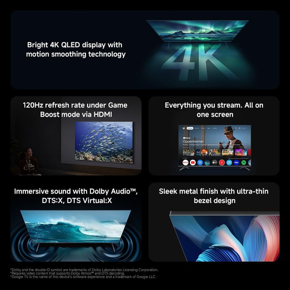 Xiaomi TV A Pro 75" 2026 | Google TV | 4K QLED Display | Dolby Audio, DTS-X, And DTS Virtual:X | Premium Metal Finish| 360° Bluetooth Remote Control (63729)