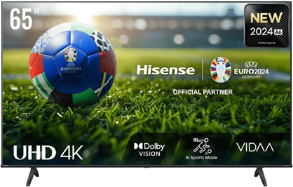 Hisense 65A6N - 4K UHD, VIDAA Smart TV, 65-inch, Dolby Vision, Game Mode Plus, DTS Virtual X, TV Voice Control, Dual Volume Control, Automatic Management of DTT Channels (2024 New) [Energy Class E]