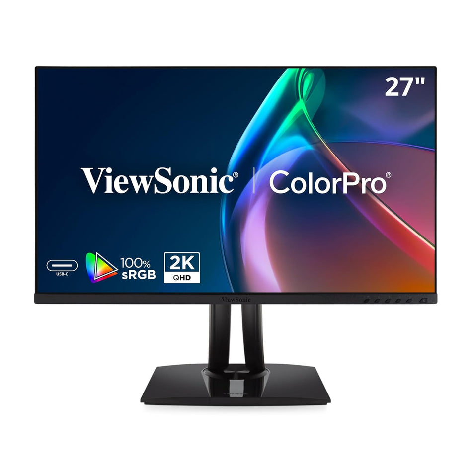 ViewSonic VP2756A-2K 27 Inch IPS QHD 1440p Monitor 100% sRGB Rec 709, 90W USB C HDMI USB and DisplayPort Inputs